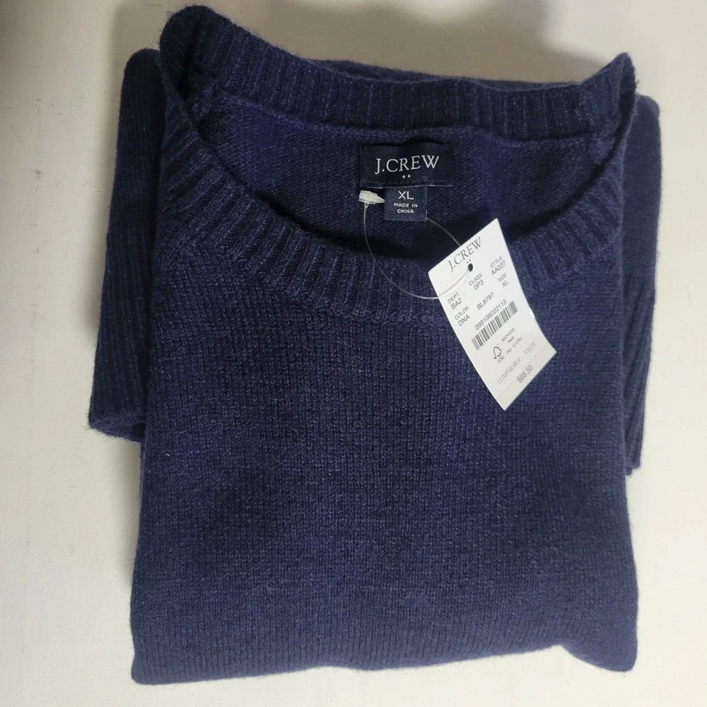 NEW J Crew Lambswool Blend Crewneck Sweater‎ Mens XL Pullover Preppy Cozy Travel